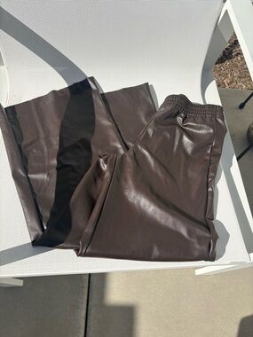 H&M Divided Chocolate Brown Faux Leather Pants - XS